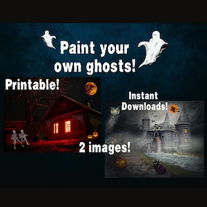 Halloween photos, Paint you own ghosts! Set of 2 Images! Instant downloadable and printable Halloween photos. PNG files.