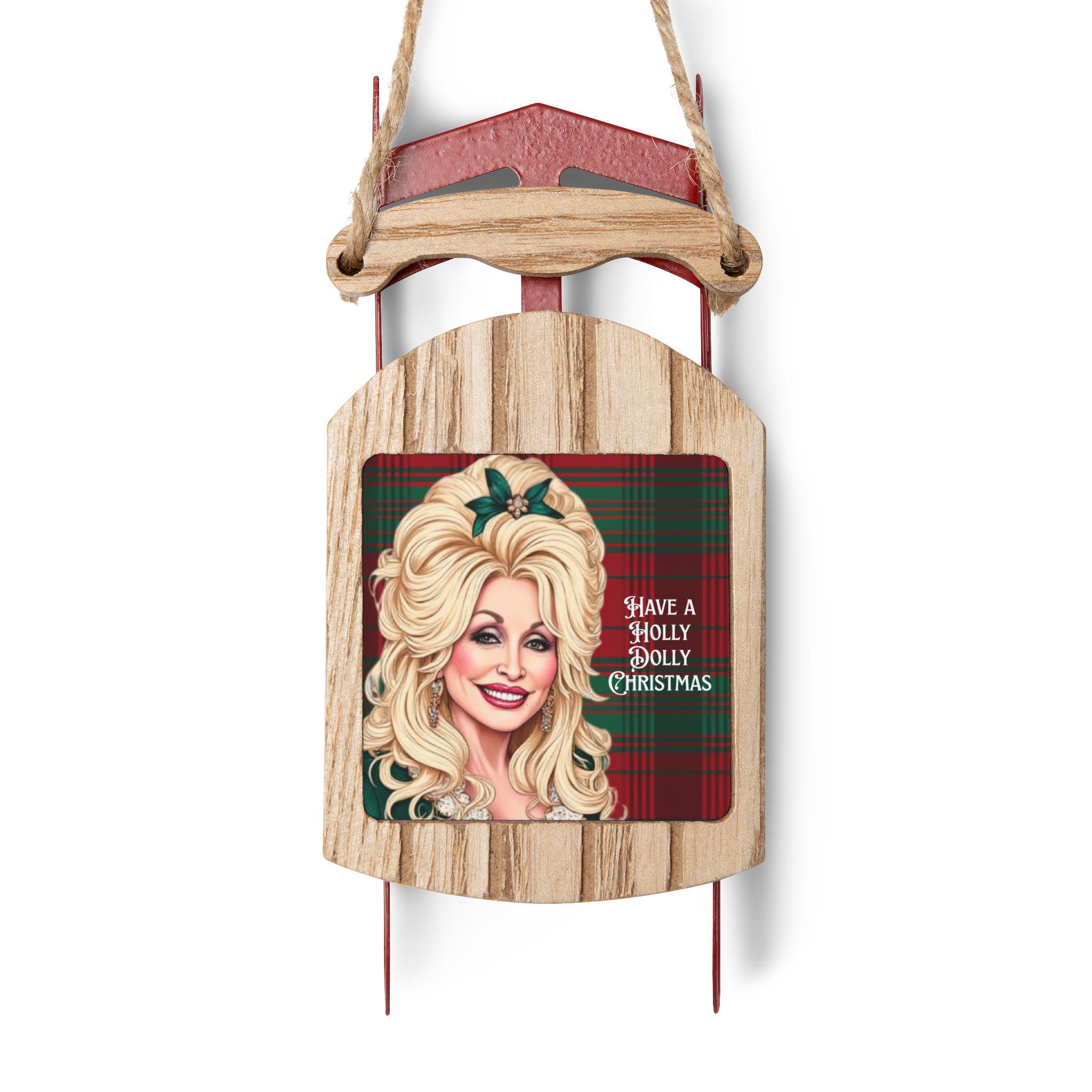 Discover Dolly Parton Plaid Sled Ornament
