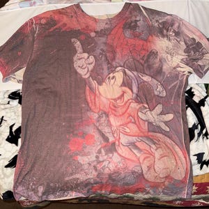 RARE Vintage Mickey Mouse Fantasia All Over Print T-Shirt XXL, Vintage Disney