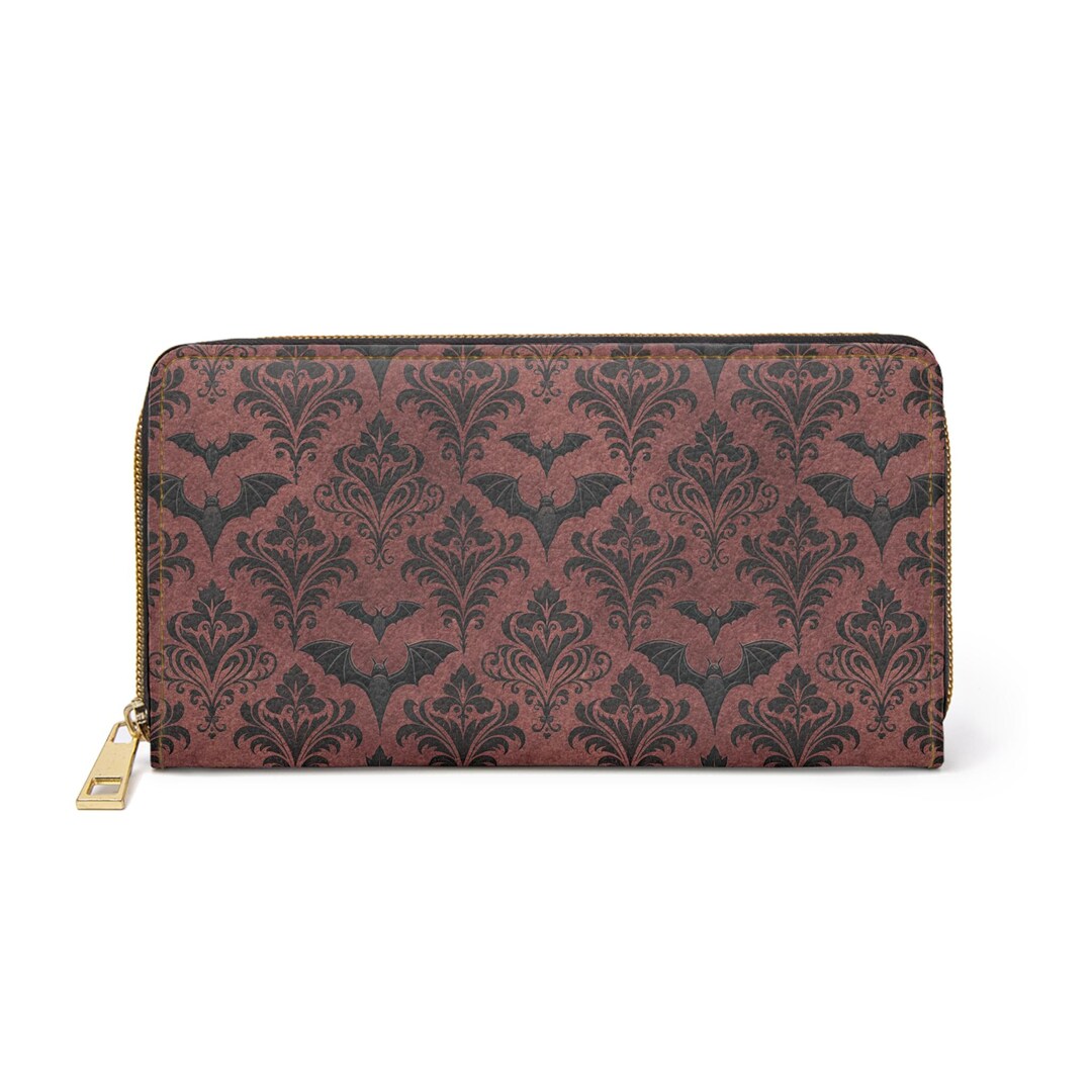 Gothic Bat Damask Zipper Wallet | Halloween Inspired Wallet - Etsy