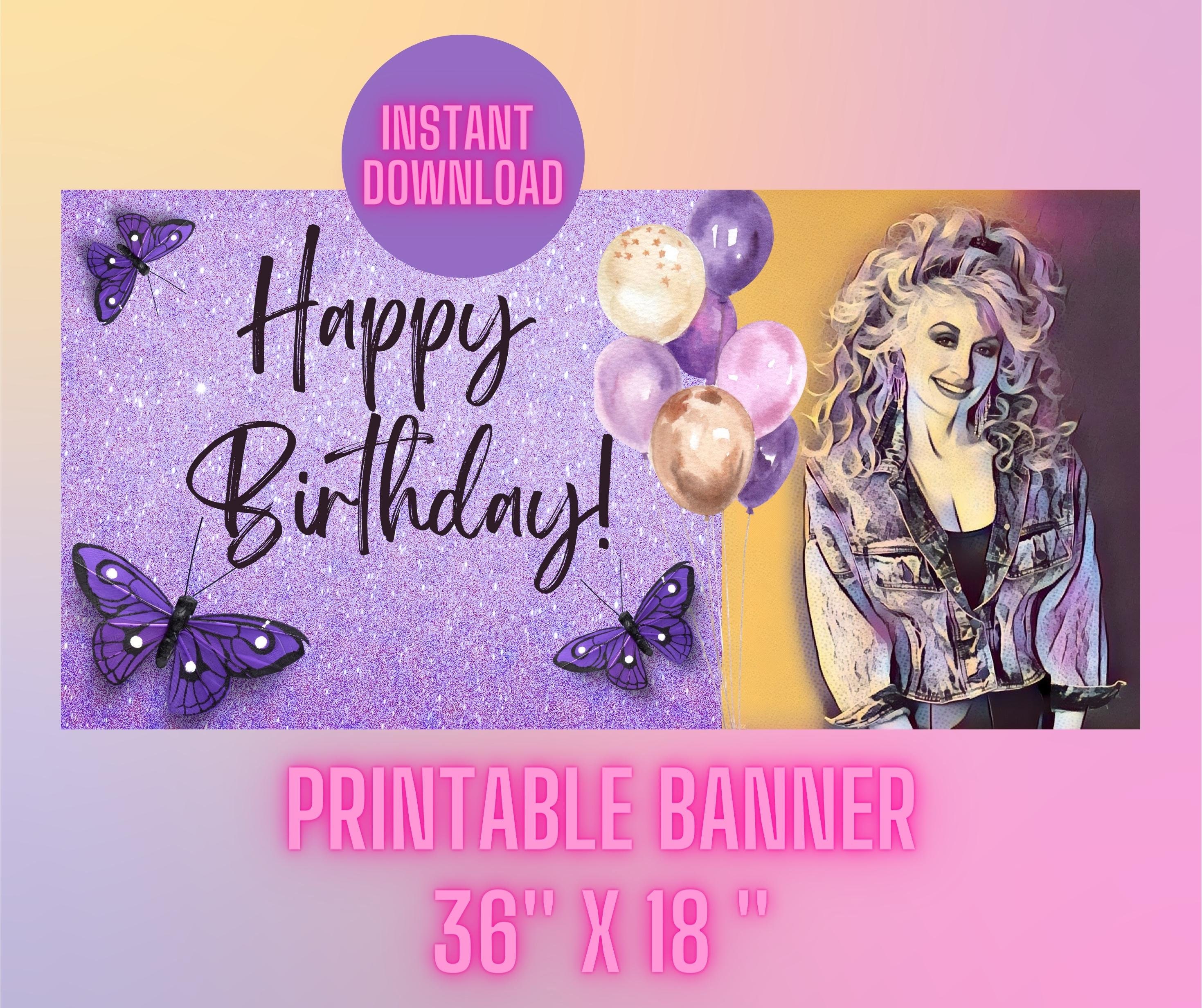 Dolly Parton Birthday Banner Instant Download Printable Etsy