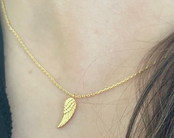 Dainty Gold Angel Wing Necklace, Memorial Choker