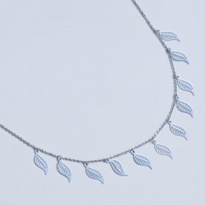 Silver Leaf Necklace | Silver Leaf Choker | Multiple Leaf Necklace | Handmade Leaf Necklace | Leaf Jewelry | Dainty Leaf Necklace Pendant