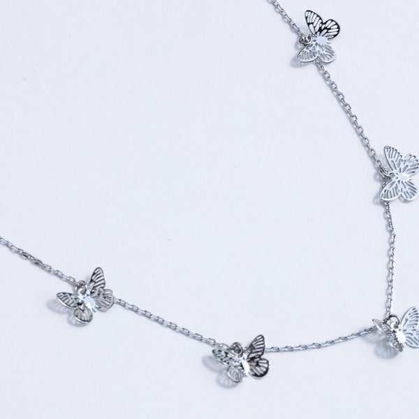 ELLA Butterfly Necklace in Silver | Butterfly Silver Necklace | Butterfly Silver Choker | Ella Silver Choker | Butterfly Choker, Necklace |