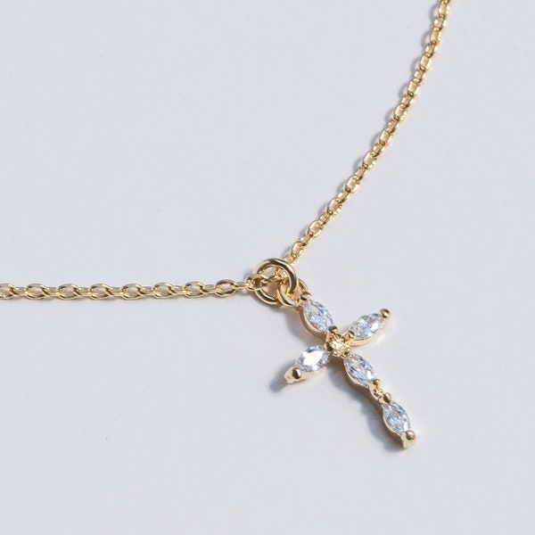 Gold Cross Necklace | Diamond Cross Necklace | Cross Necklace | Christian Necklace | Jesus Necklace | Gold Cross Choker | Cross Choker