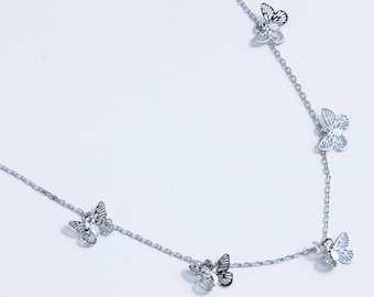 ELLA Butterfly Necklace in Silver | Butterfly Silver Necklace | Butterfly Silver Choker | Ella Silver Choker | Butterfly Choker, Necklace |