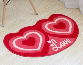 Tapis de sol créatif en forme de cœur rouge, décoration de maison, de mariage enfant anniversaire