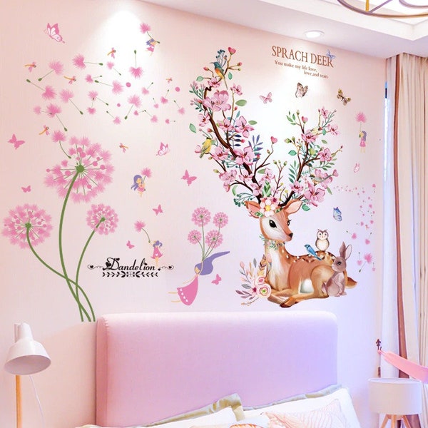 Autocollant mural pour chambre d'enfant girly. Autocollant amovible