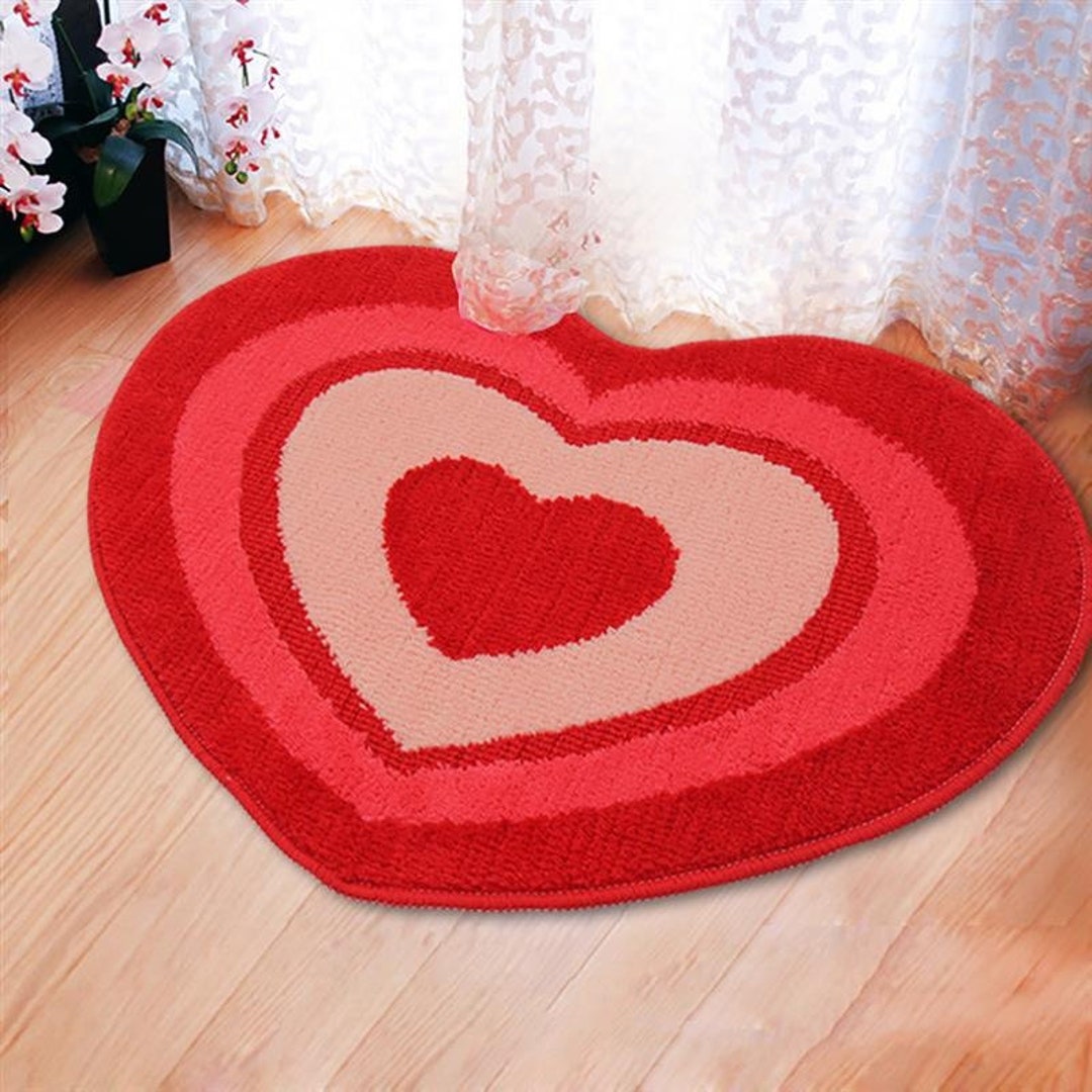 Creative Red Heart Shaped Floor Mat Home Decor Wedding Kid Etsy