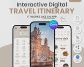 Modèle d'itinéraire de voyage, planificateur de voyage mobile, guide de voyage modifiable en Italie, guide de voyage modifiable dans Canva