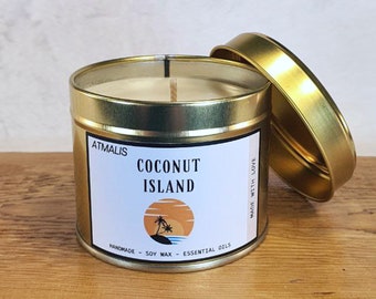 Coconut Island - Scented Candle || Gift ||  Handmade, Soy wax, Bio, Vegan