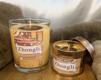 Zhongli || Genshin Impact  || Scented Candle || Gift ||  Handmade, Soy wax, Bio, Vegan, Rustic