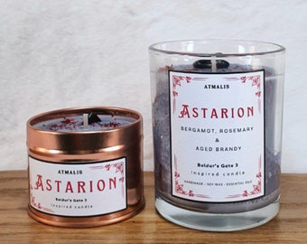 Astarion || Baldur's Poort 3 || Geurkaars || Cadeau || Handgemaakt, Sojawas, Bio, Veganistisch, Rustiek