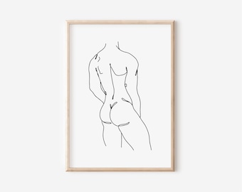 Stampa artistica linea maschile, arte da parete stampabile, arte astratta del corpo uomo, stampa artistica moderna a una linea, disegno del corpo maschile, arte maschile, arte nuda dell'uomo