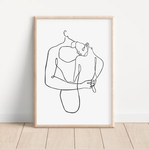 Paar Line Art Print, One Line Art Paar, Afdrukbare Wall Art, Moderne One Line Art Print, Digitale Download