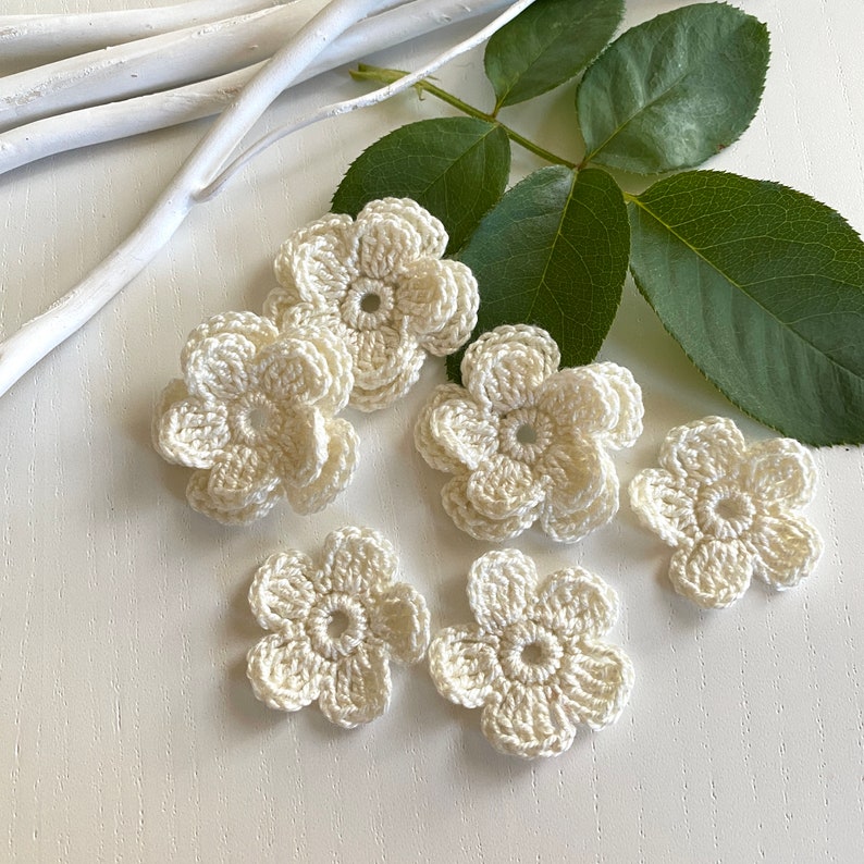 3 Beige Crochet Flower and 3 Roses Embellishment for DIY Etsy