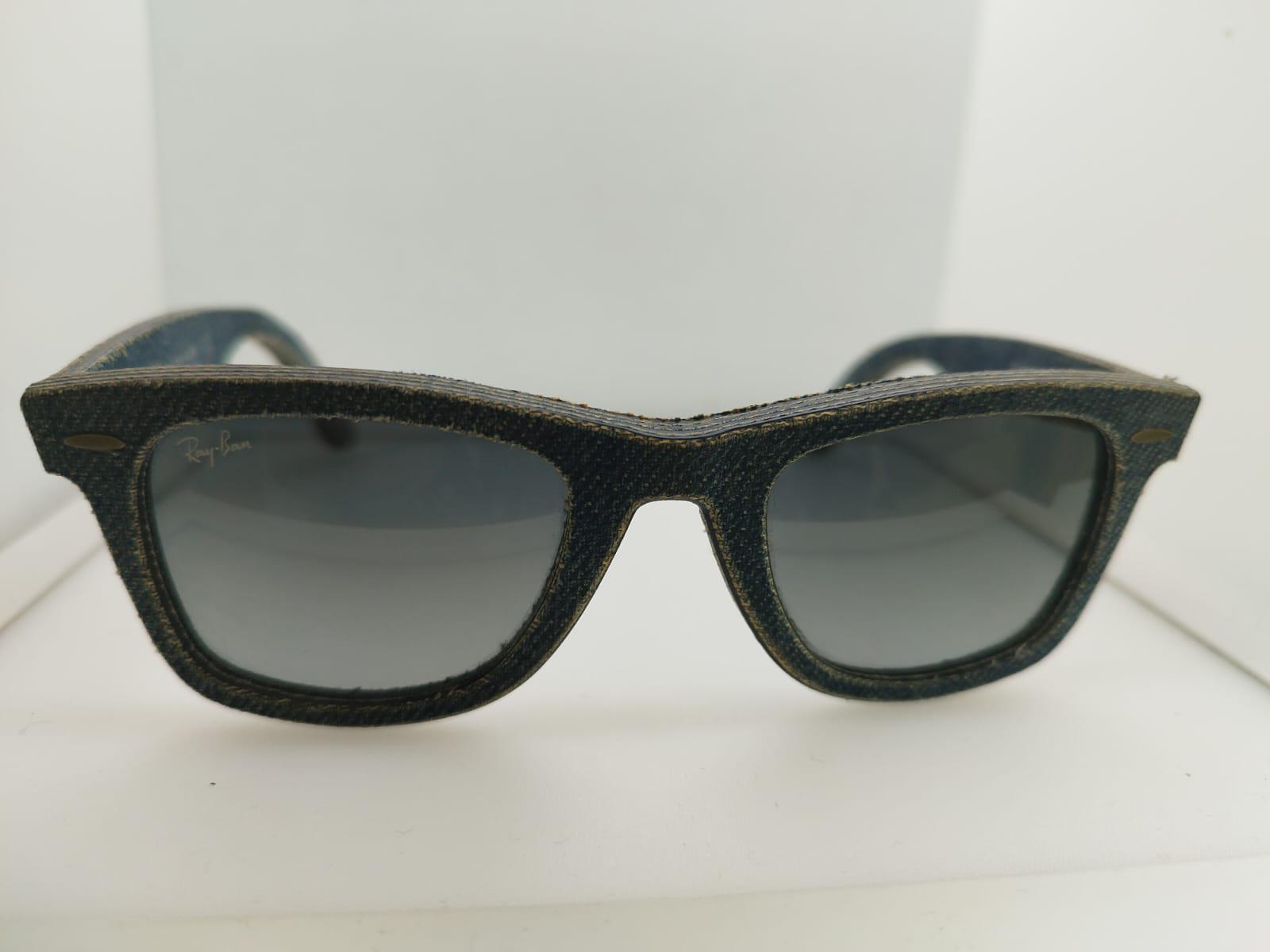 Vintage Ray Ban RB2140 Wayfarer Denim Jeans Sunglasses 1163  display picture 2
