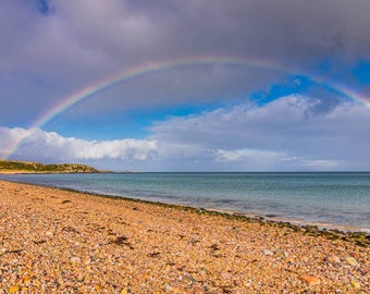 Bel arc-en-ciel au-dessus de la baie de Claggan sur l’île d’Islay Tirage photographique, Home Wall Art, Ready To Hang Landscape Photographic Wall Art o