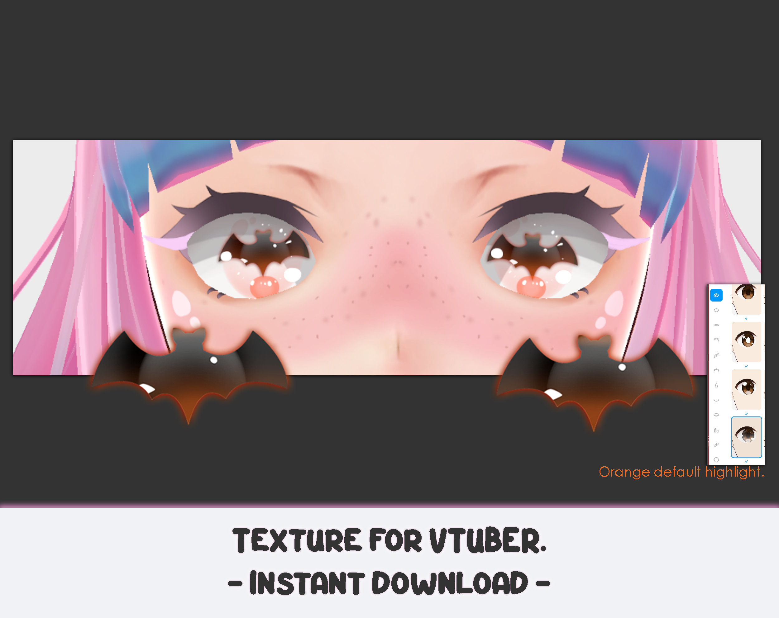 Halloween Bat Eyes Texture Vroid Vtuber Pastel Streamer Cute Dreamy
