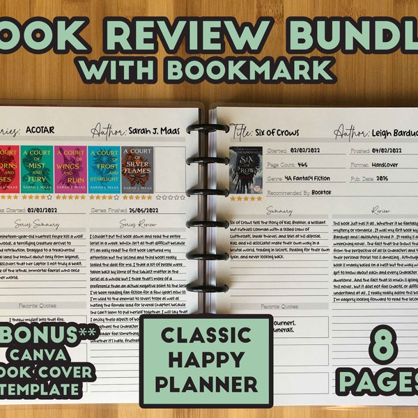 Book Review Printable Reading Journal Insert Bundle For Book Lovers Book Club Template Book Review Bookmark Sheet Notebook Tracker Log CHP