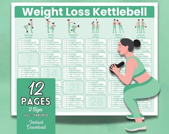 30-Day Kettlebell Weight Loss Challenge – Standing Workout (Printable)