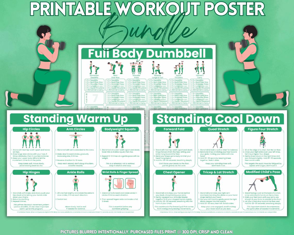 Full Body Dumbbell Workout Plan Printable | Beginner Home Gym ...