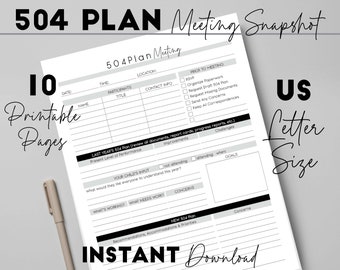 504 Plan Meeting Prep Kit: Printable Parent & Student Organizer (US Letter)
