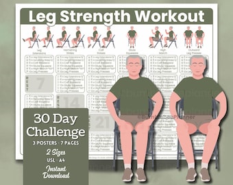 Senior Leg Strength Chair Workout Poster: Build Muscle, Prevent Falls (Digital Download)