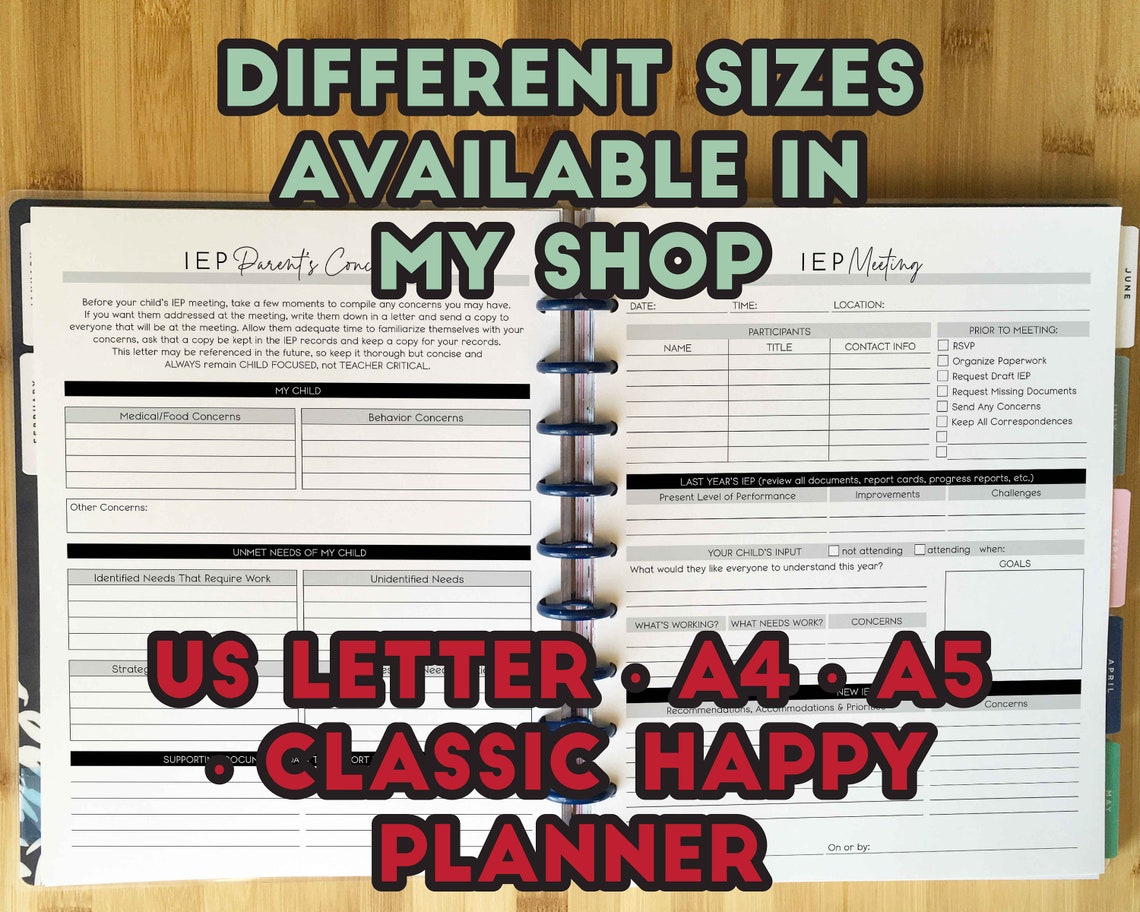 Printable IEP Binder for Parents &amp; Students IEP Meetings Planner ...