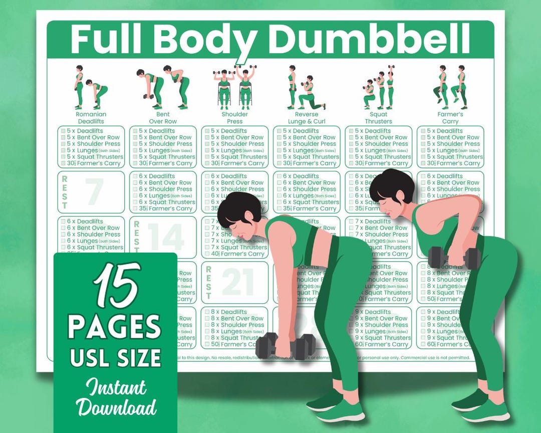 Full Body Dumbbell Workout Plan Printable | Beginner Home Gym ...