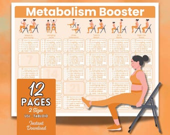 Seated Exercise Poster: 30-Day Metabolism Boost, Senior Weight Loss (Digital Download)