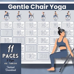 Stuhl Yoga zum Ausdrucken: Senior Übung, Stretch Chart & Habit Tracker (PDF)