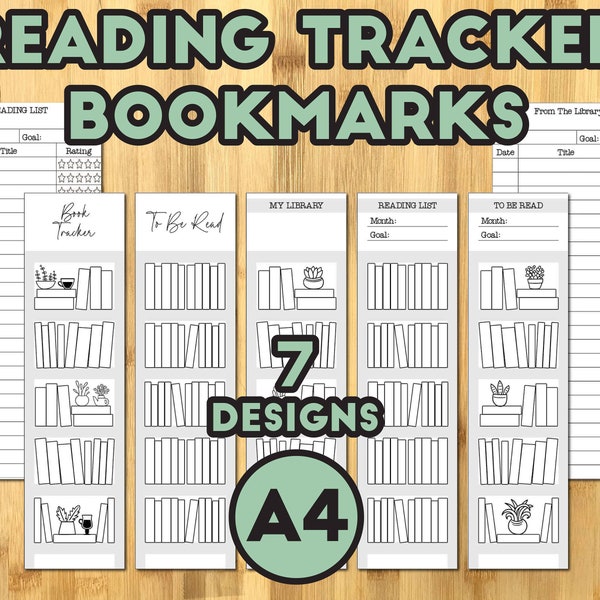 A4 TBR Tracker Printable Bookmark Gift for Book Lover Book Club Vintage Library Card Book Mark Reading Log Bookshelf Book List YA Bookmarks