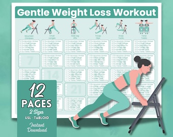 Gentle Weight Loss Chair Workout Poster: 30-Day Senior Challenge (Printable Digital Download