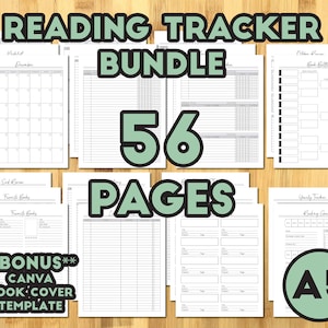 A5 Reading Journal Printable: 56-Page Book Tracker Bundle (Canva Template)