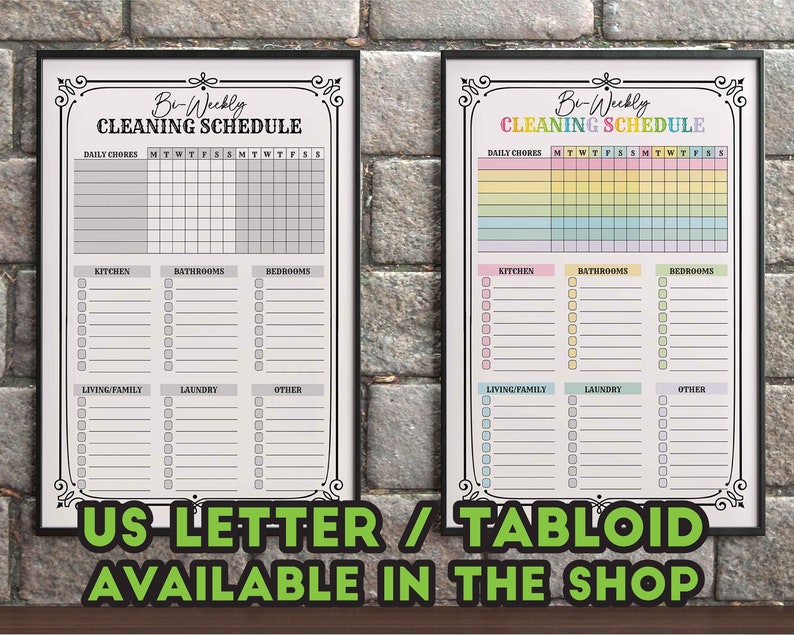 Editable Biweekly Cleaning Schedule Checklist Printable Tidy Etsy