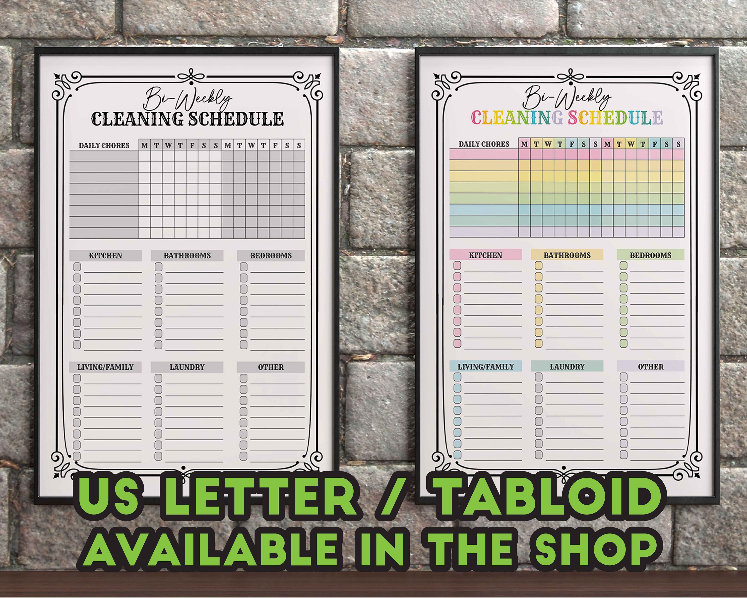 Editable Bi-weekly Cleaning Schedule Checklist Printable Tidy ...