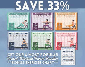 Senior Chair Yoga Workout Posters: 30-Day Challenge, Printable Exercises (Digital Download)