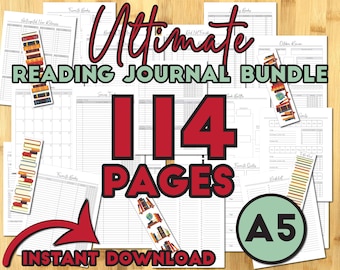 A5 Reading Journal Printable Bundle: Book Trackers, Reviews, Challenges (PDF) 26 in 2026