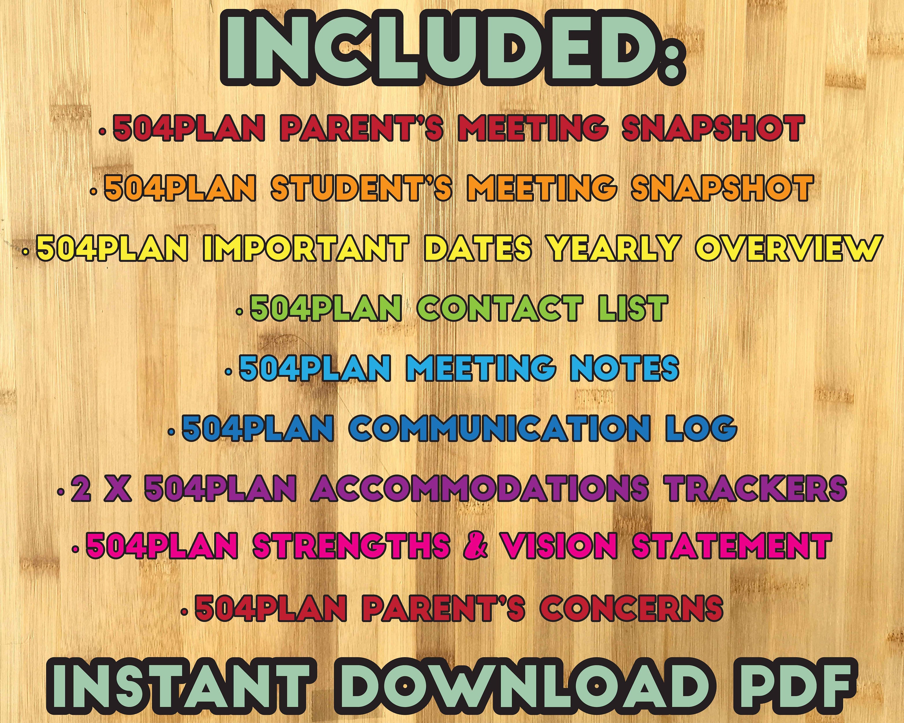 504 Plan IEP Meeting Prep Kit for Parents or Students Track ...