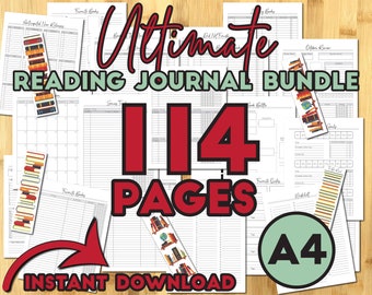 Reading Journal Printable Bundle | Book Trackers, Reviews, Challenges (A4 PDF)