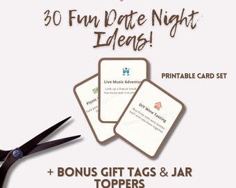 30 Fun Date Night Ideas Printable Card Set for Couples