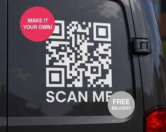 Custom QR Code Vinyl Sticker | Business Window Decal, Scan Me Sign