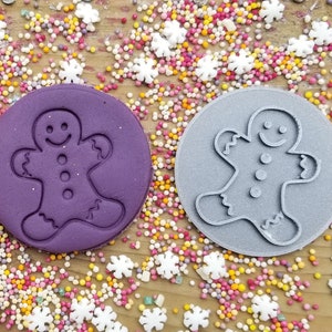 Sello de relieve de Navidad del hombre de pan de jengibre - sello de glaseado personalizado - cupcakes - Navidad - pasteles personalizados - sello de fondant topper pastel imagen 1