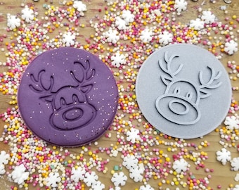 Reindeer Christmas embosser stamp - personalized icing stamp - cupcakes - Christmas - personalized cakes - cake topper fondant stamp