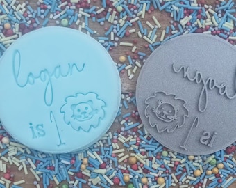 Personalized birthday embosser stamp - personalized icing stamp - cake making -eco friendly material -cupcakes - cookie- 1st birthday - Lion