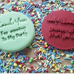 M and S butter biscuits thank you for coming to my party - personalized icing stamp - eco friendly - cookie cutter - favours image 1