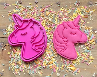 Unicorn stamp and cutter - Birthday biscuits - personalized icing stamp - cupcakes - birthday - cookie cutter - birthday