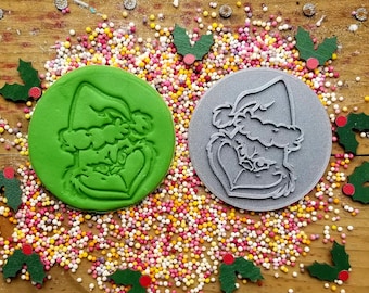Christmas grinchmas embosser stamp - personalized icing stamp - cupcakes - Christmas - personalized cakes - cake topper fondant stamp