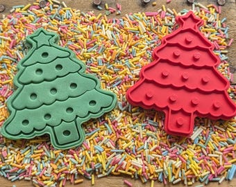 Christmas tree stamp and cutter - Birthday biscuits - personalized icing stamp - cupcakes - cookie cutter - embosser and cutter set